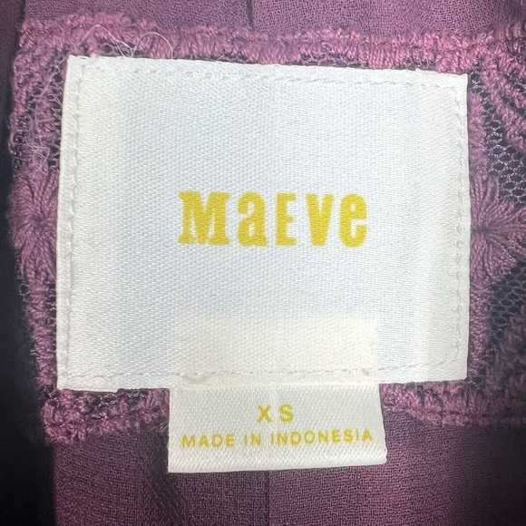 MAEVE Ingrid Plum colored Velvet Trimmed Short Sleeve Mini Dress Size XS - Picture 4 of 10